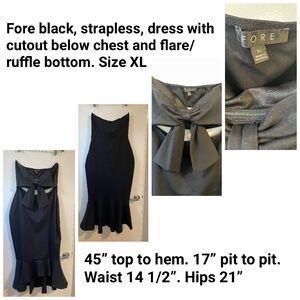 Fore black strapless dress. Size XL